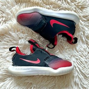 Nike Flex Runner Red and Black Infant Slip On Sneakers 6C